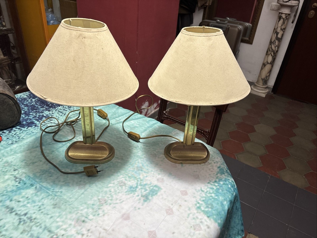 伊70s lamp made in Italy イタリア ヴィンテージ Pair Of 70s Zinc Lamps In Brass, Made In Italy | eBay