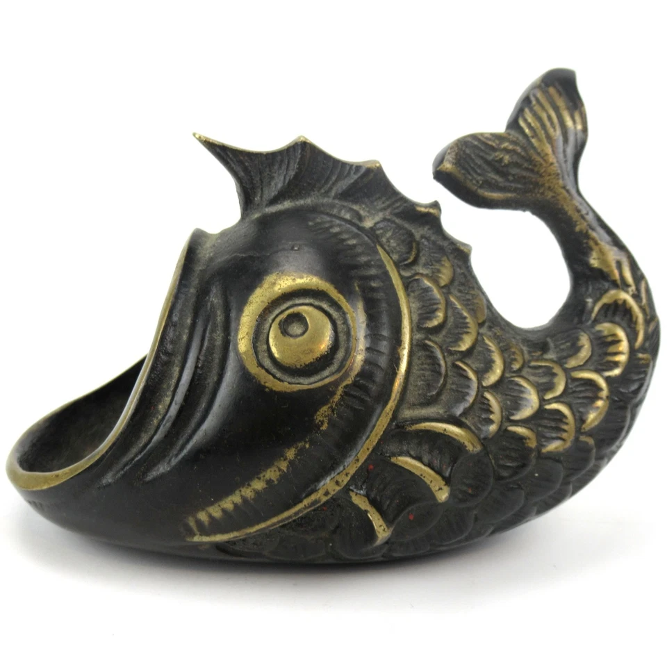 Walter Bosse Bronze/Messing Aschenbecher FISCH 50er Jahre Design Vintage Gemarkt - Bild 3 von 4