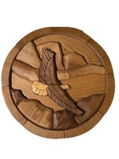 Hand Carved Wood Eagle 3D Wall Art Plaque Cedar BC Canada Signed 2003 14”