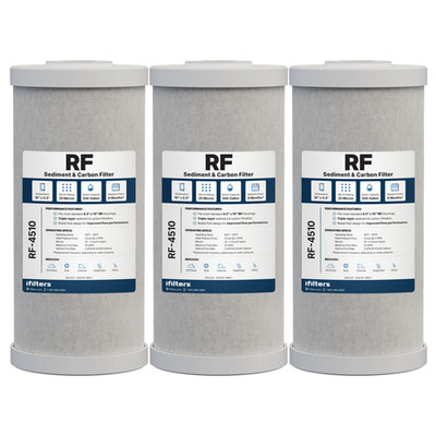 iFilters Dual Purpose Radial Flow Water Filter Cartridge   4.5'' x 10'' (3 Pack)
