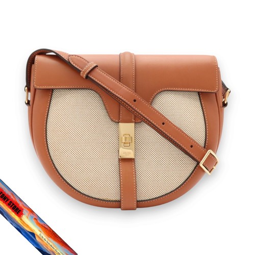 Celine Buzas 16 Shoulder Bag Crossbody Leather Canvas Camel