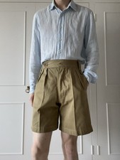 WW2 Khaki Drill High Rise Pleated Shorts W29/30 L8 Original 1940s British Army