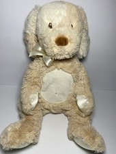 Douglas Baby Tan Puppy Dog Plush Satin Feet Lovey Bow Sewn Eyes