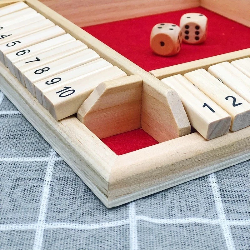 Juego de Mesa de Dados Shut The Box: 2 a 4 Jugadores (Madera/Rojo) - Imagen 3 de 4