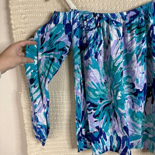 LILLY PULITZER Capri teal Off Tropic Enna top senza spalle PICCOLO - Foto 3 di 5