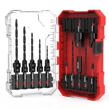 15 Pcs Countersink Drill Bit Set 1/4" Hex Shank Woodworking with Plug Cutters