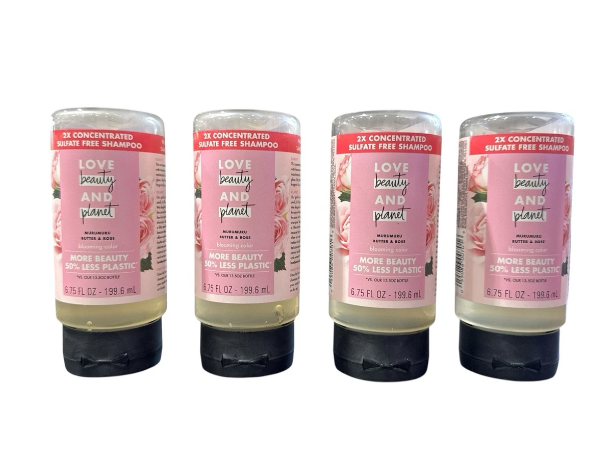 4 Pack Love Beauty Planet 2X Concentrated Sulfate-Free Murumuru Butter & Rose