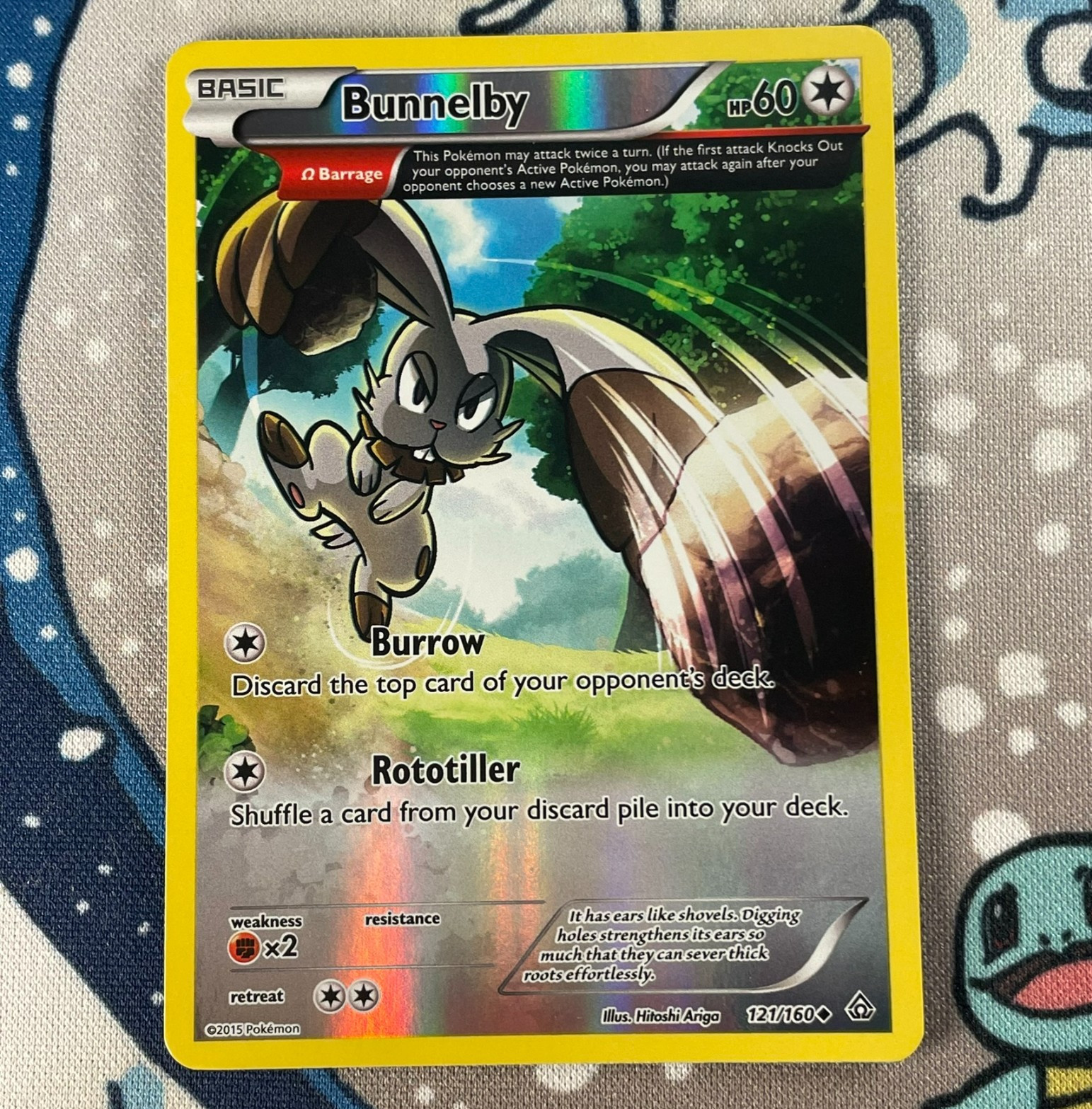 Bunnelby (Omega) 121/160 Reverse Holo XY Primal Clash Pokemon Card 2015 LP