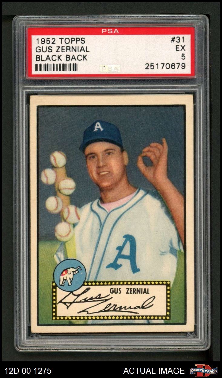 1952 Topps #31 Gus Zernial Athletics PSA 5 - EX