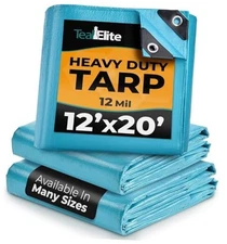 Tarps Heavy Duty Waterproof 12x20-12 mil Thick Camping Tent - Blue Tarp 12x20 