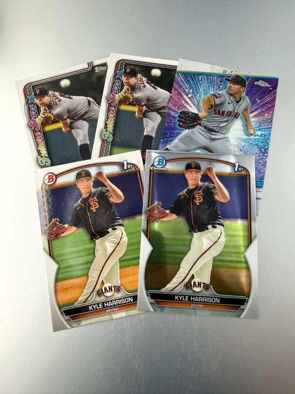 Kyle Harrison - 5 Card Lot 1st Bowmans Paper & Chrome, Topps Inserts Giants