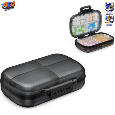 Tablettenbox 7 Tage Ergonomisch Tragbare Pillendose Schwarz für Medikamente