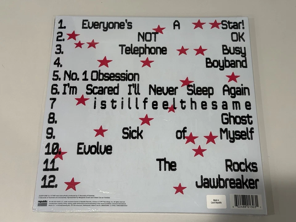 5 Seconds Of Summer 5SOS Everyone’s A Star Signed Vinyl Insert - NEW! - Image 3 of 3