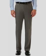 Haggar Men's Gray Classic-Fit Cool 18Pro Stretch Dress Pants 42W x 32L
