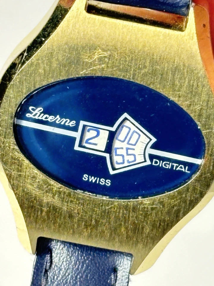 Relógio digital Lucerna Swiss Jump Hour, estilo vintage genuíno, presentes raros para ela - Imagem 2 de 4