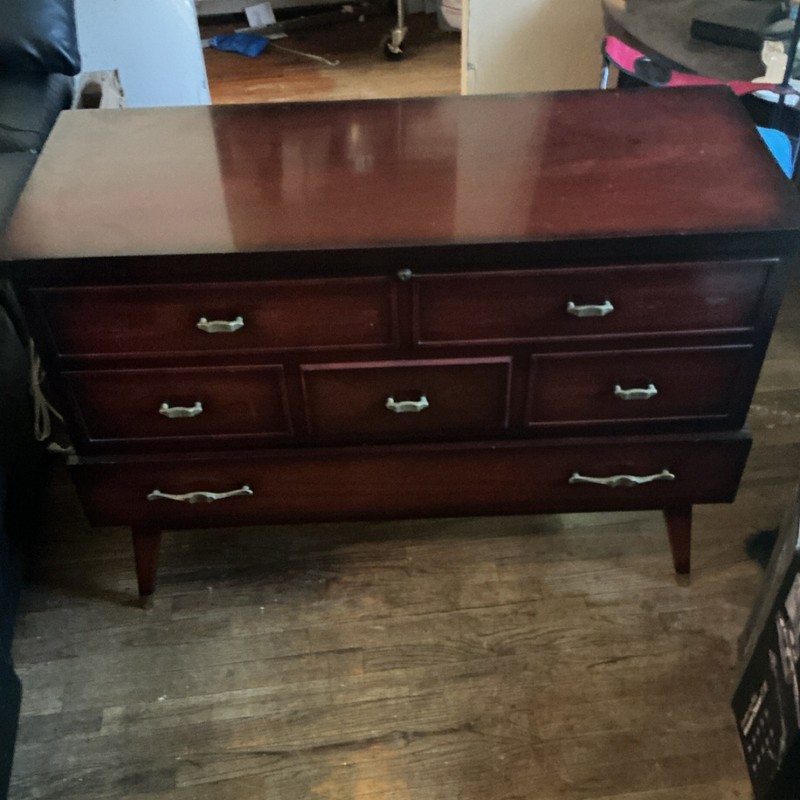Lane Antique Brown Wood Cedar Chest Lift Top, 5 Drawers, 43x17x32
