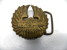 VINTAGE SOLID BRASS HARLEY DAVIDSON MOTORCYCLES EAGLE WINGS BELT BUCKLE