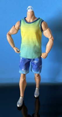 Mattel Ken Doll Buff Wide Body 2pc Shorts & Tank Top, Sneakers Outfit Only NEW