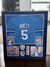 George Brett Signed Framed Kansas City Blue Jersey 34x38 Beckett Auth