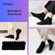 Black Sports Short Socks, No Show Socks For Men LIGHTWEIGHT CREW ANKLE MENS