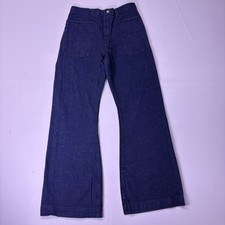 Vtg 70s Creighton 29x31 Seafarer Bell Bottom Flare Denim Sailor Trouser Military