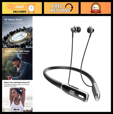 Wireless Bluetooth 5.4 Neckband Earbuds, ENC, Lightweight, 80H Playtime, Sports