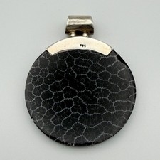Vintage 925 Sterling Silver Fossilised Coral Pendant