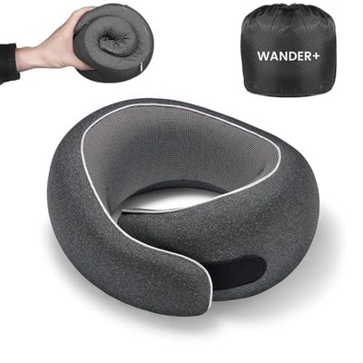   Travel Pillow, 100% Pure Memory Foam Travel Neck Pillow Airplane Neck Ergon...