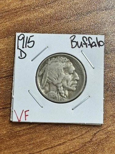 1915 D Buffalo Nickel Original VF Very Fine U.S. 5c Type Coin (Raw14675)