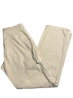 Wrangler Beige Cargo Pants Relaxed Fit Twill Cotton Straight Leg Pockets 36
