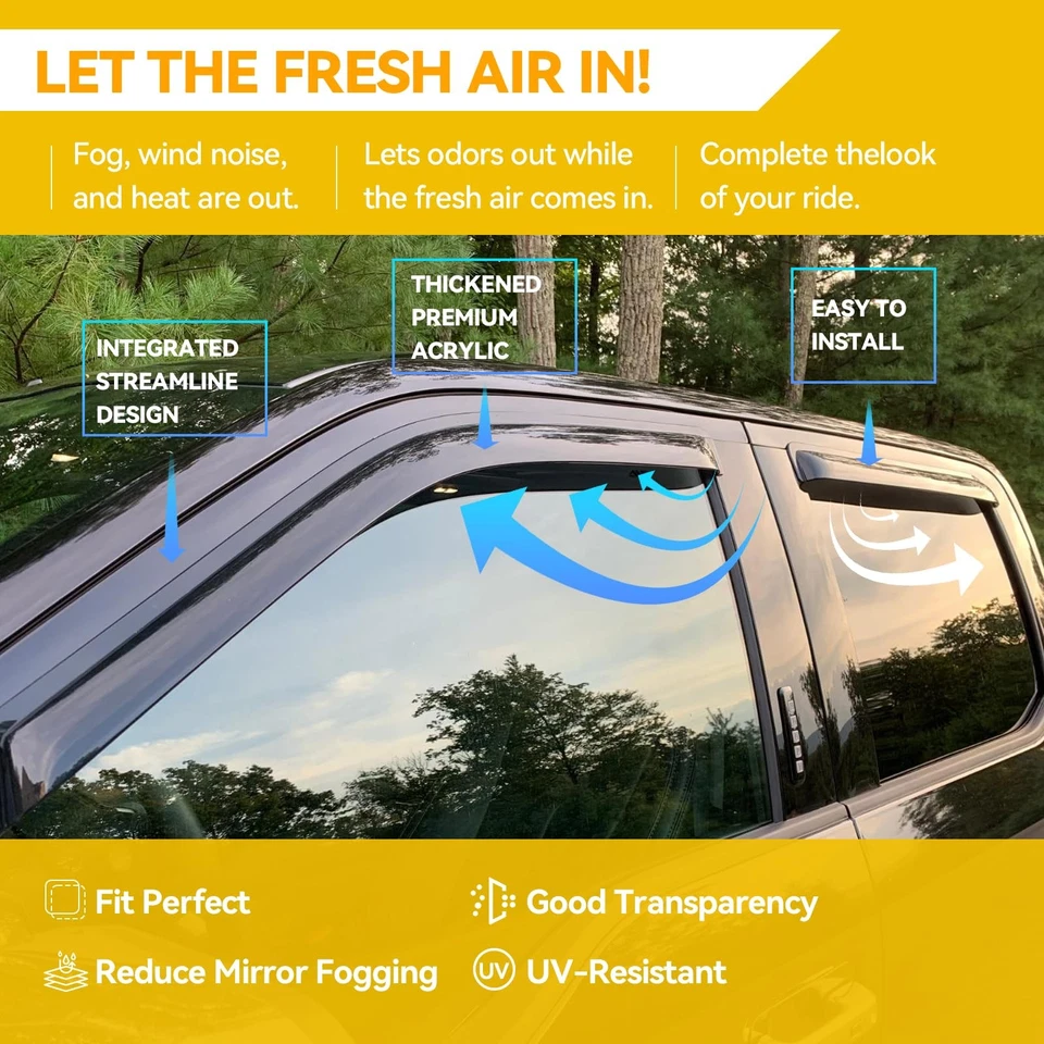 Козырьки оконные для 88-98 Chevy GMC C1500 K1500 95-99 Tahoe 92-99 Yukon защита от дождя - Изображение 4 из 4