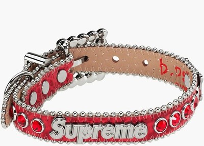 Supreme B.B. Simon Studded Dog Collar Red Medium Cow Leather