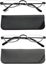 Viseng 2 Pairs Half Frame Reading Glasses for Women Men Slim Half Moon Lens