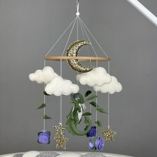 Dragon mobile baby girl Fantasy nursery decor Dragon crib mobile flower purple