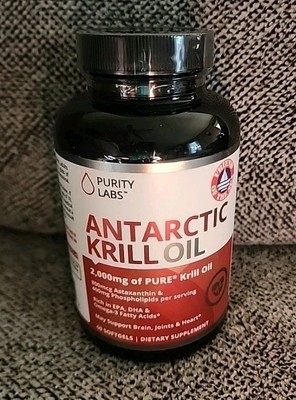 Antarctic Krill Oil 2000mg with Omega-3s EPA, DHA, Astaxanthin and Phospholip...