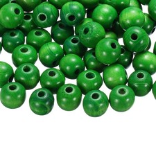 100Pcs Large Hole Wooden Beads 18x20mm Natural Round Wood Bead Grass Green