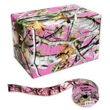Pink Camo Gift Wrapping Paper Kit - 4 Large Sheets - Christmas Wrap Set with ...
