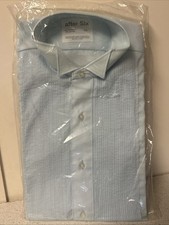 AFTER SIX Shirt Mens Size S4 Button Up Tuxedo Shirt Baby Blue Ruffled Disco Prom