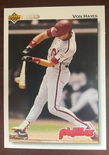 1992 Upper Deck #427 & #707 Von Hayes Philadelphia Phillies & California Angels
