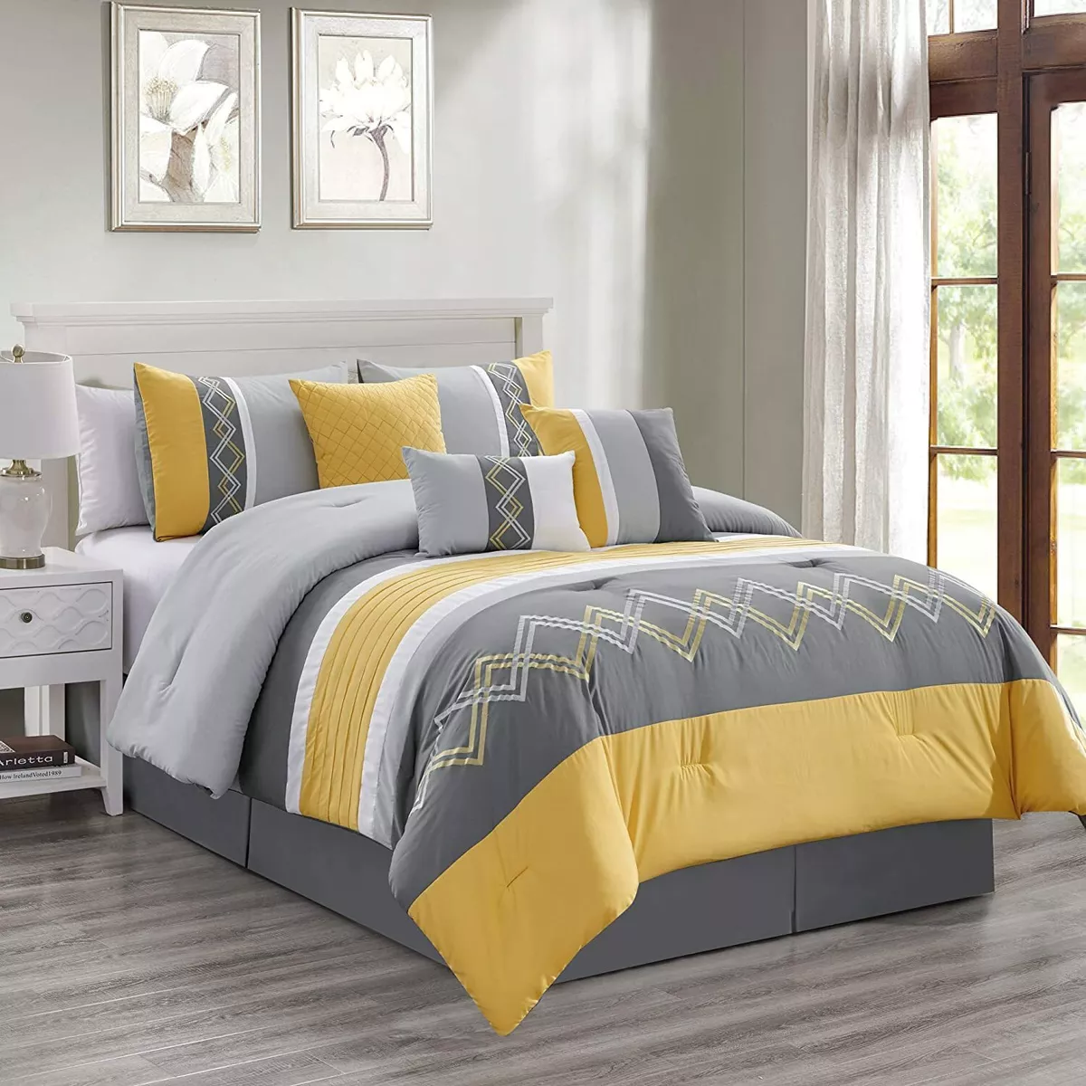 Yellow and gray 2024 queen comforter set