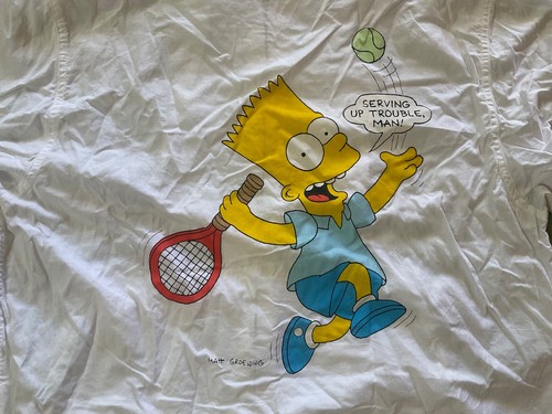 Felpa con cappuccio tennis Bart Simpson 1994 vintage giacca leggera full zip The Simpson adatta a M - Foto 4 di 7