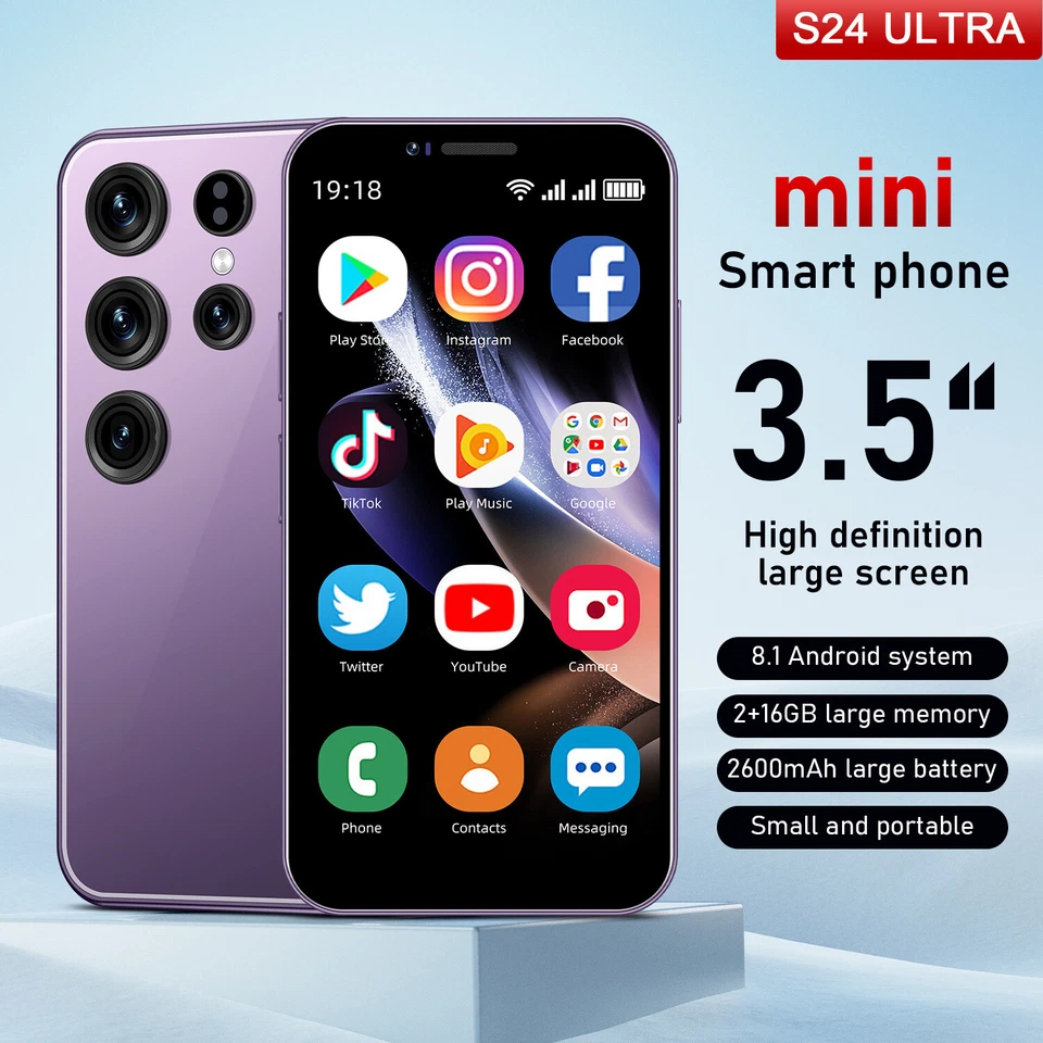 S24 Ultra Mini Smartphone 3.5 inch 2GB+16GB Dual SIM Mobile Phone Android 8.1 - Image 2 of 4