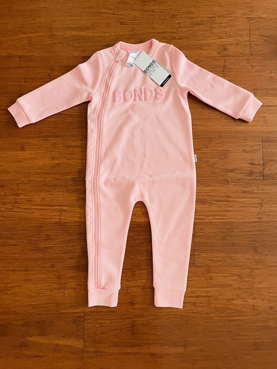Bonds Baby Pink Thick Ribbed Cuffed Tech Sweats Zip Wondersuit
