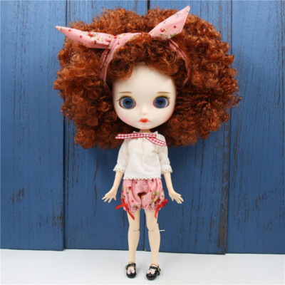 12'' Blythe doll Nude Joint Body copper red explode hair white skin Custom lips