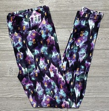 NEW Lularoe OS Halloween Haunted House Leggings Purple Teal One Size