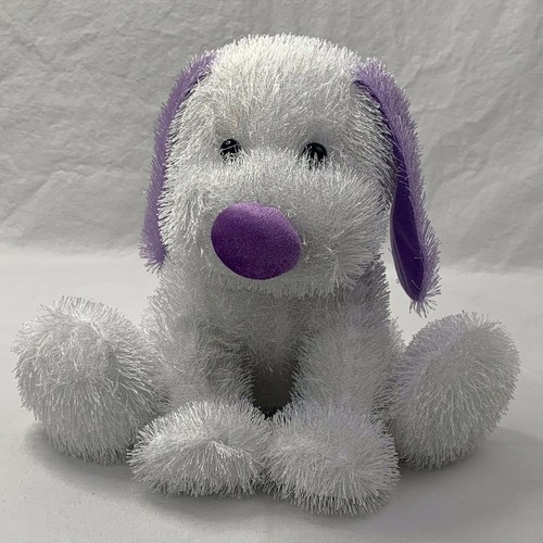 Good Stuff Sitting Puppy Dog 10" White And Purple Plush Stuffed Animal