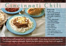 Cincinnati Ohio Famous Chili Recipe - 4x6 Chrome Postcard