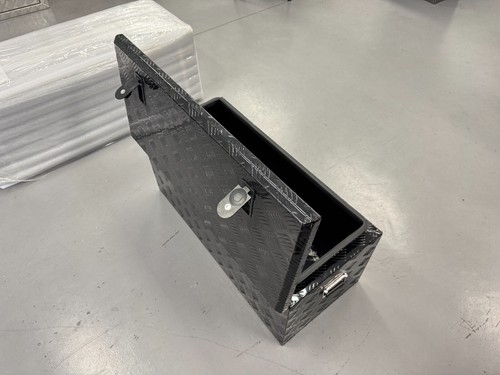 BLACK Aluminium Top Open Rectangular TRAILER CARAVAN DRAWBAR ToolBox 900 400 400 - Picture 5 of 10