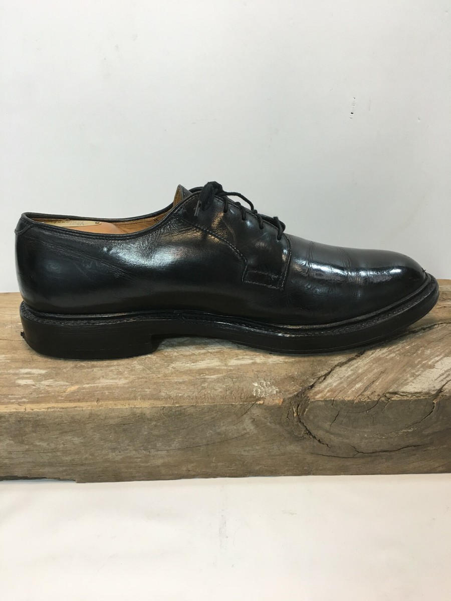 Allen Edmonds Black Leather Leeds Plain Toe Blucher Shoes 9