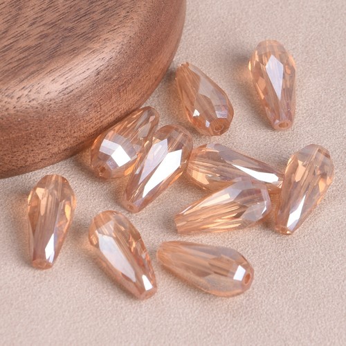 10pcs Teardrop Shape 16x8mm Faceted Cut Colorful Plated Crystal Glass Loose Bead - Foto 13 di 17